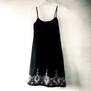 Ann Taylor Loft black embroidered appliqué dress